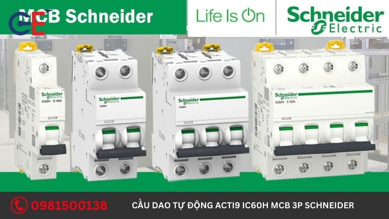 Công dụng của cầu dao tự động Acti9 iC60H MCB 3P Schneider