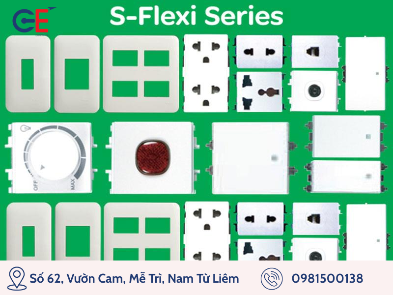 Công tắc ổ cắm S-Flexi đa dạng mẫu mã tại GE Electrics