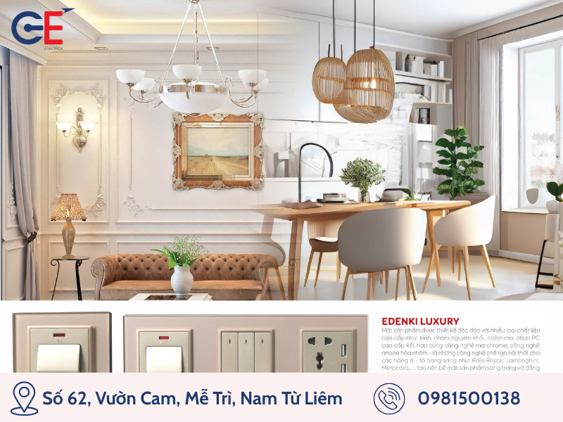 Công tắc ổ cắm Edenki phù hợp với mọi không gian