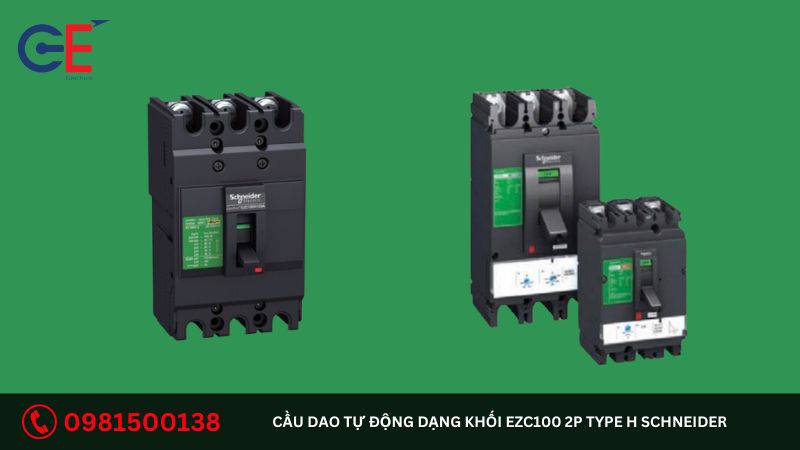 Đặc điểm của cầu dao tự động dạng khối EZC100 2P Type H Schneider