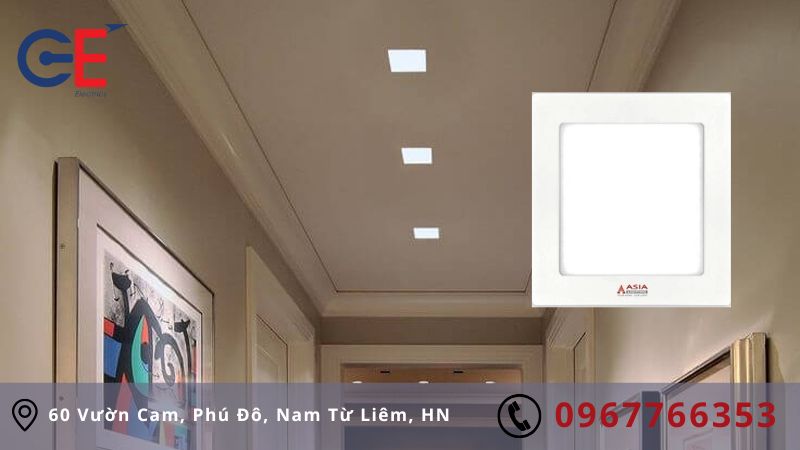 Đặc điểm của đèn âm trần vuông 12W Asia