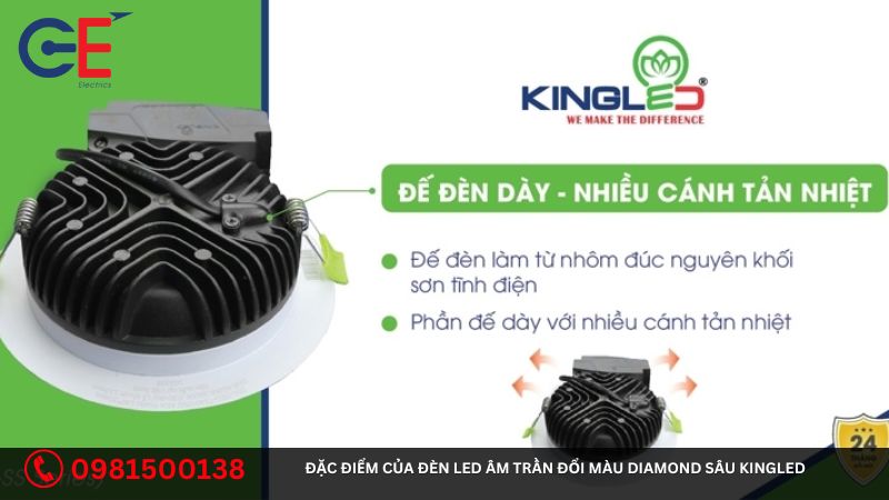 Đặc điểm của đèn Led âm trần đổi màu Diamond sâu Kingled