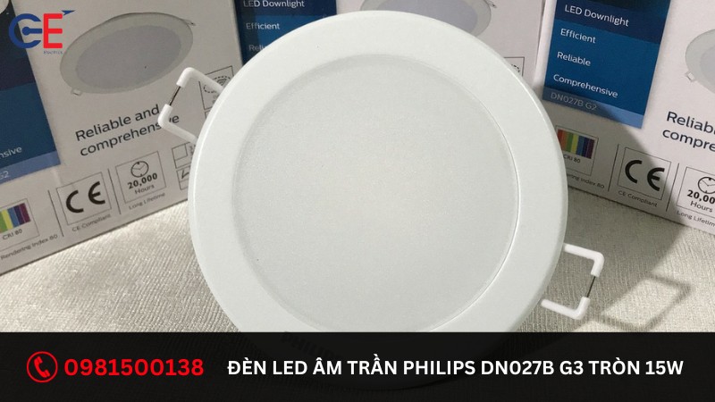 Đặc điểm của đèn LED âm trần Philips DN027B G3 Tròn 15W