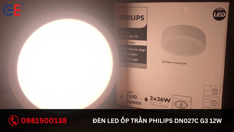 Đặc điểm của đèn LED ốp trần Philips DN027C G3 12W