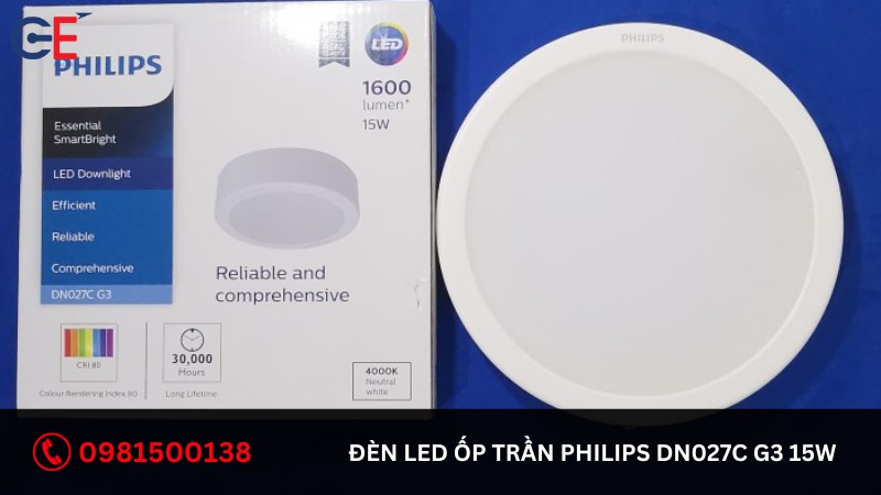 Đặc điểm của đèn LED ốp trần Philips DN027C G3 15W