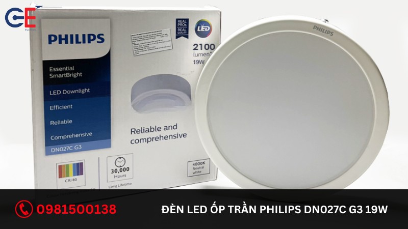 Đặc điểm của đèn LED ốp trần Philips DN027C G3 19W
