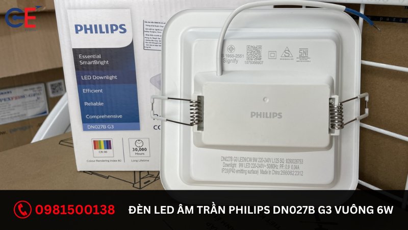Đặc điểm của đèn LED âm trần Philips DN027B G3 Vuông 6W