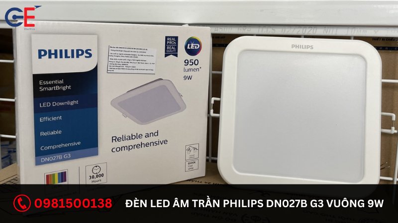Đặc điểm của đèn LED âm trần Philips DN027B G3 Vuông 9W
