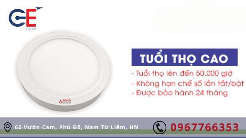 Đặc điểm nổi bật của đèn ốp trần đổi màu 6W Asia