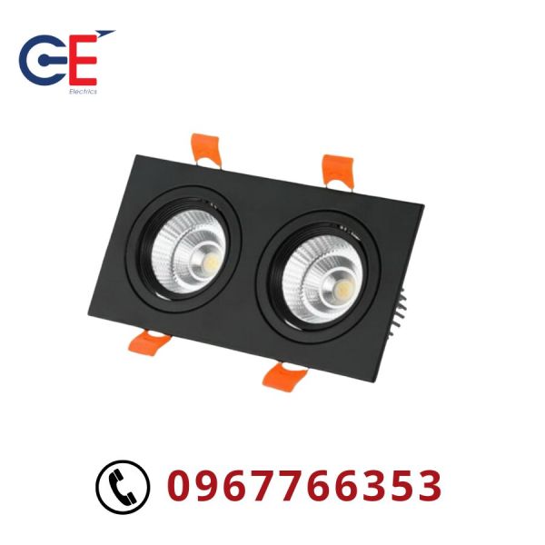Đèn âm trần vuông COB thân đen 20W Asia