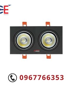 Đèn âm trần vuông COB thân đen 20W Asia