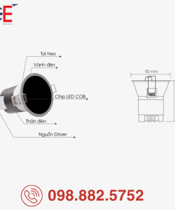 Đèn LED Downlight Rạng Đông AT41 86/12W thiết kế nhỏ gọn