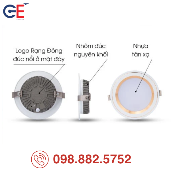 Đèn LED Downlight Rạng Đông đổi màu AT26 110/10W 12W hiệu suất cao