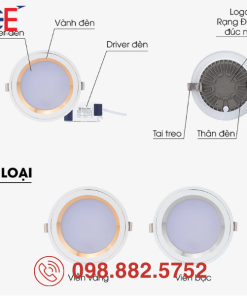 Đèn LED Downlight Rạng Đông đổi màu AT26 110/10W 12W màu sắc trang nhã