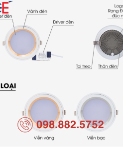 Đèn LED Downlight Rạng Đông AT48 90/8W 10W đổi màu linh hoạt