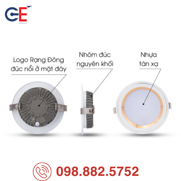 Đèn LED Downlight Rạng Đông AT48 90/8W 10W vật liệu cao cấp
