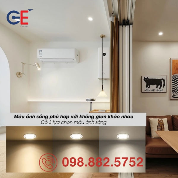 Đèn LED Downlight Rạng Đông AT58 110/10W 12W 3 nhiệt độ màu sắc linh hoạt