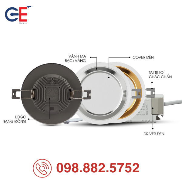 Đèn LED Downlight Rạng Đông AT60 110/10W 12W siêu mỏng