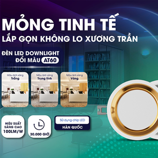 Đèn LED Downlight Rạng Đông AT60 90/8W 10W thiết kế tinh tế