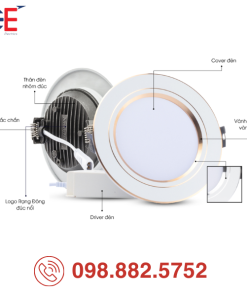 Đèn LED Downlight Rạng Đông đổi màu AT28 90/8W cấu tạo