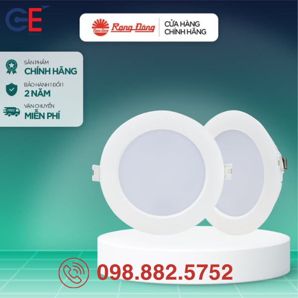 Đèn LED Downlight Rạng Đông đổi màu AT28 110/10W 12W thiết kế viền mỏng 