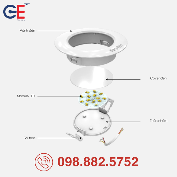 Đèn LED Downlight Rạng Đông đổi màu AT28 90/8W 