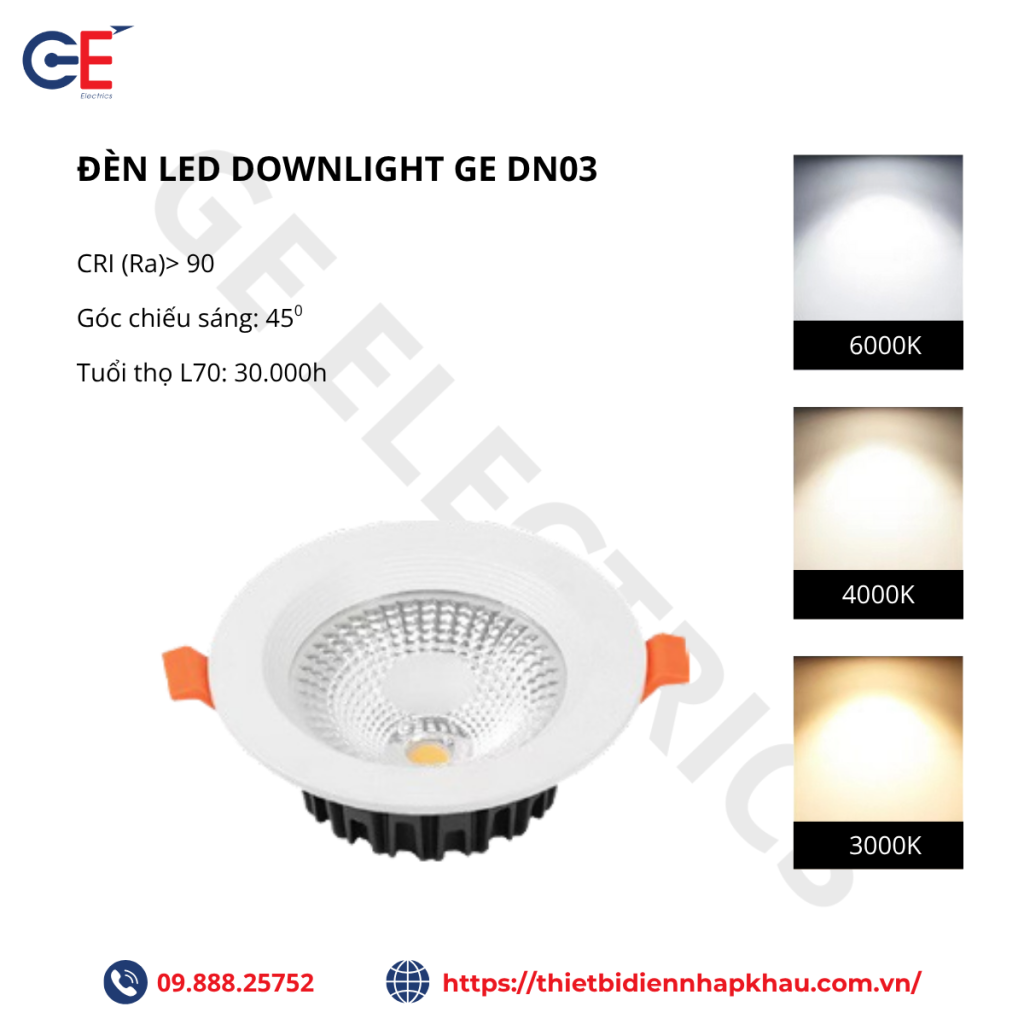 Đèn LED downlight Philips GE DN03 8W - Thiết Bị Điện GE