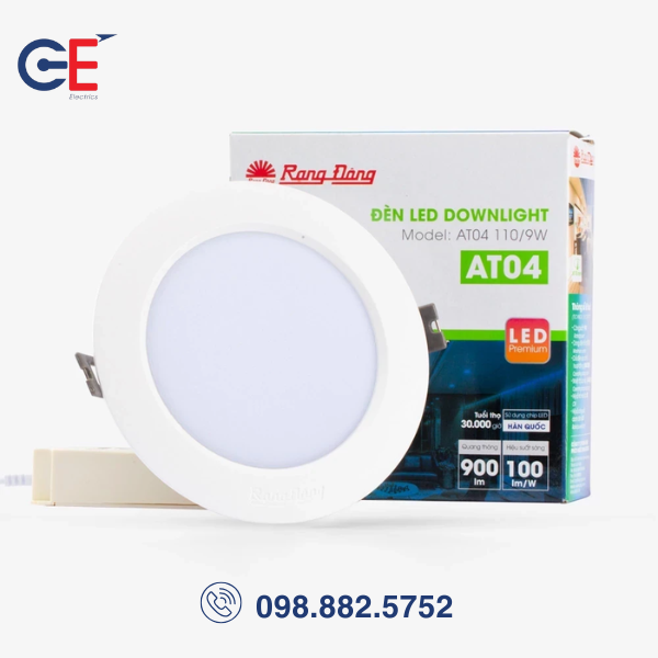 Đặc điểm và công suất đèn LED Downlight Rạng Đông AT04 110/9W