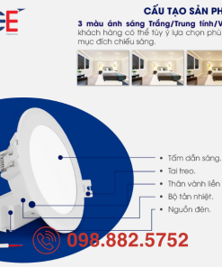 Đèn LED Downlight Rạng Đông AT06.V2 110/9W nhiệt độ mà đa dạng