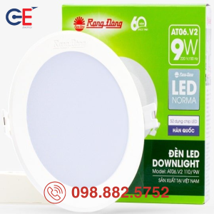 Đèn LED Downlight Rạng Đông AT06.V2 110/9W vật liệu tản nhiệt