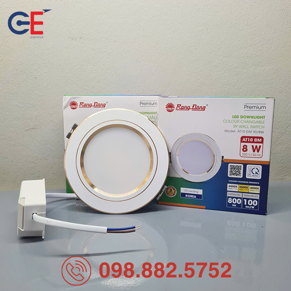 Đèn LED Downlight Rạng Đông AT10 90/8W với hiệu suất ánh sáng tốt