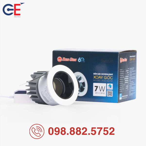 Đèn LED Downlight Rạng Đông xoay góc AT22 60/7W 9W 12W khả năng xoay linh hoạt 