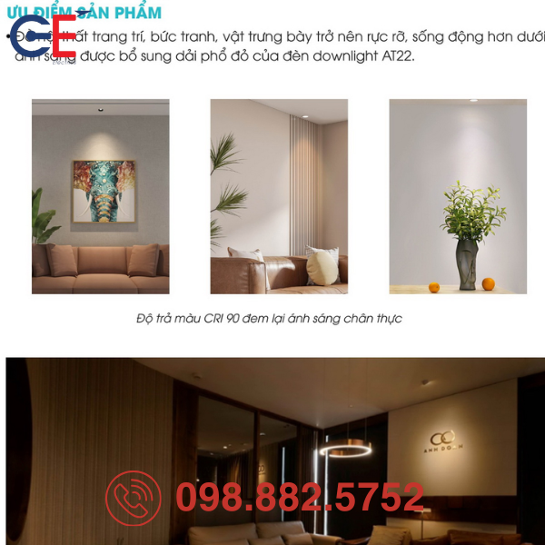 Đèn LED Downlight Rạng Đông xoay góc AT22 60/7W 9W 12W phù hợp mọi không gian 