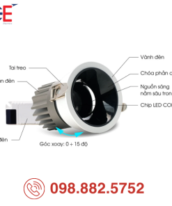 Đèn LED Downlight xoay góc Rạng Đông AT39 76/12W thiết kế chuyên nghiệp