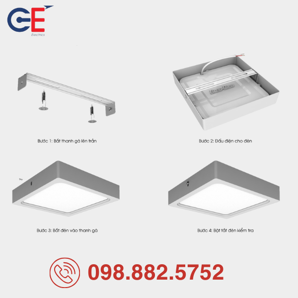 Đèn LED ốp trần Rạng Đông LN08 170z170/15w hiệu suất sáng cao