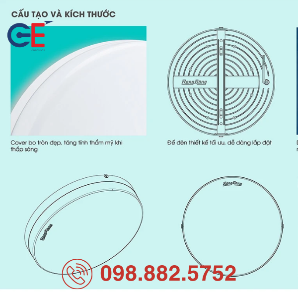 Đèn LED ốp trần Rạng Đông LN12N 220/18W chất lượng ánh sáng cao