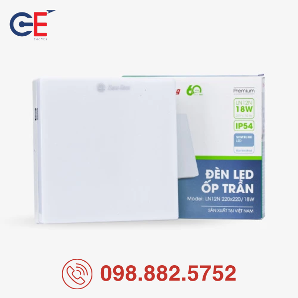 Đèn LED ốp trần Rạng Đông LN12N 220x220/18W chống bụi chống nước 