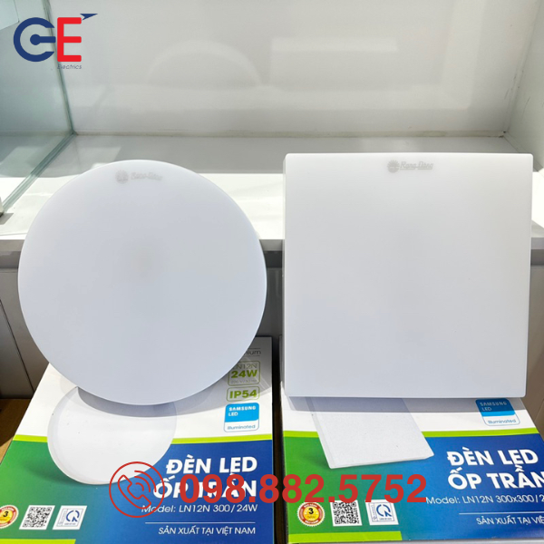 den-led-op-tran-ln12n-300-24w-tham-my-cao Đèn LED ốp trần Rạng Đông LN12N 300/24W thẩm mỹ cao