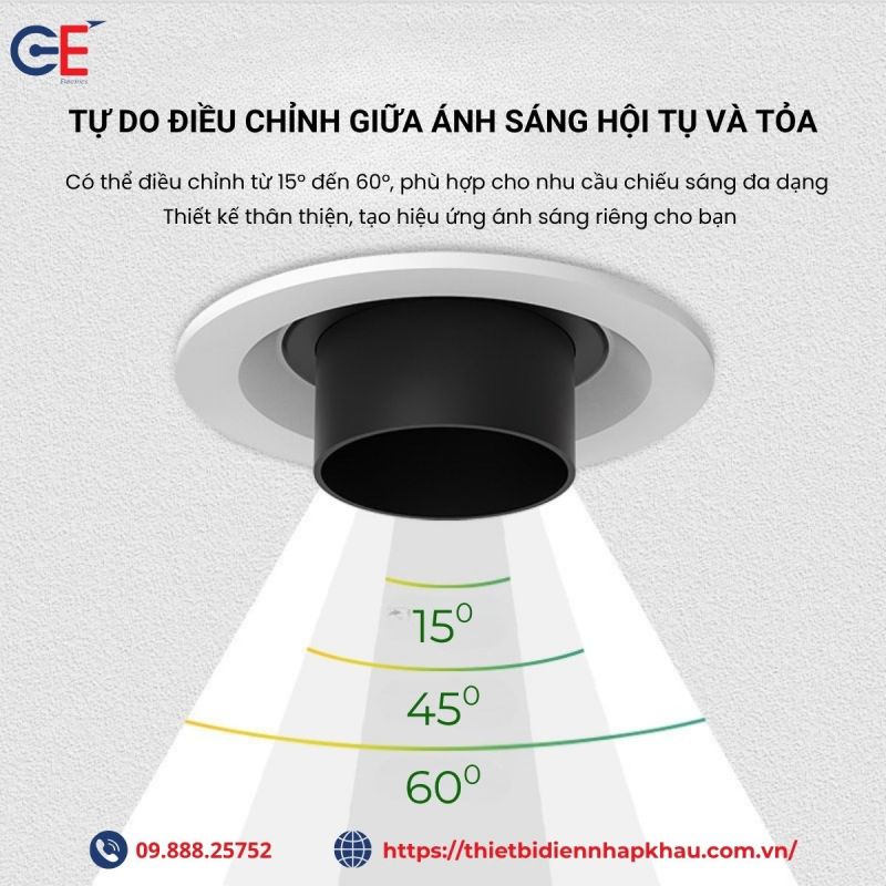 Đèn led spotlight âm trần SPZ01 điều chỉnh hướng