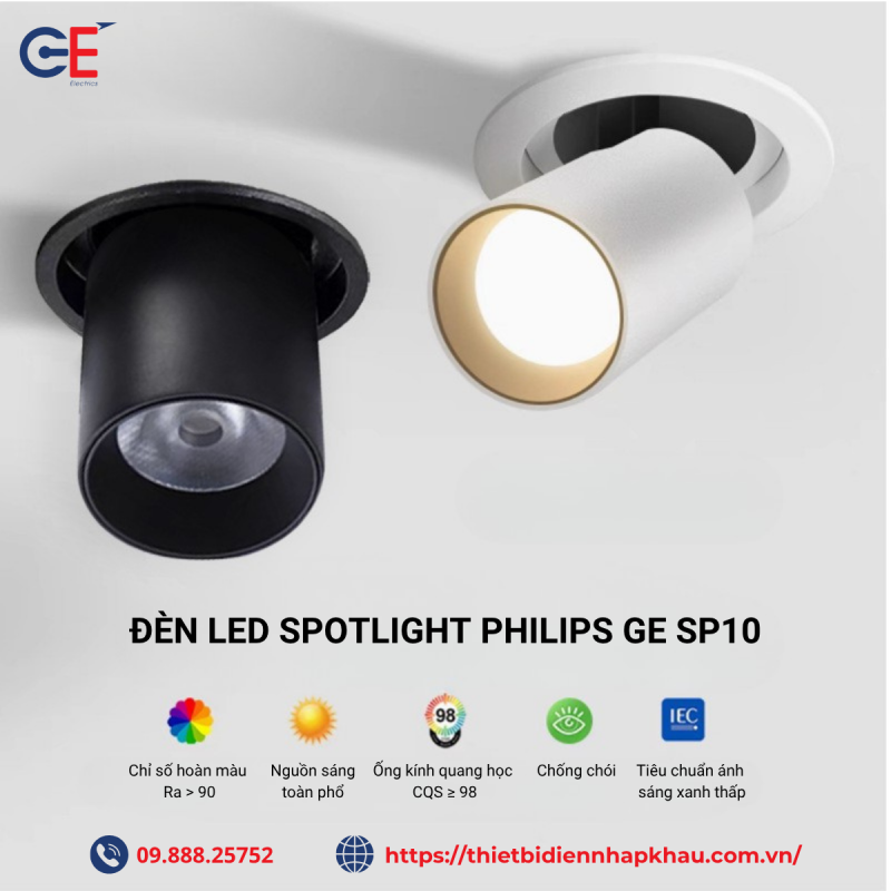 Đèn led spotlight Philips GE SP10 vỏ đen
