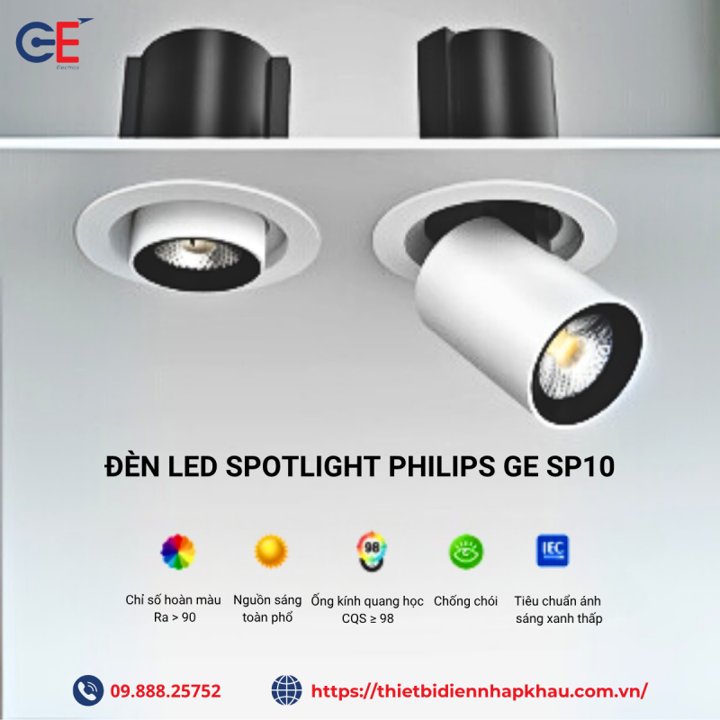 Đèn led spotlight Philips GE SP10 vỏ trắng