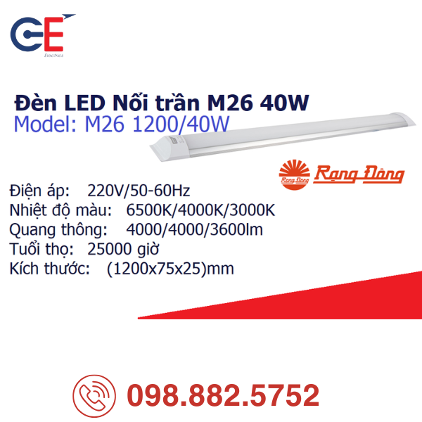 den-lerang-dong-doi-mau-m26-1200-40w-50w-3-mau-anh-sang-linh-hoat Bộ đèn LED Rạng Đông đổi màu M26 1200/40W 50W màu sắc ánh sáng linh hoạt