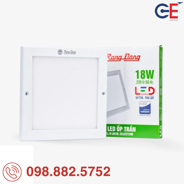 Đèn LED ốp trần Rạng Đông LN10 220x220/18W tuổi thọ cao 