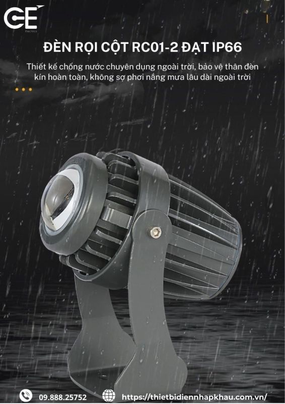 Đèn rọi cột 10w GE RC01-2 đạt IP66