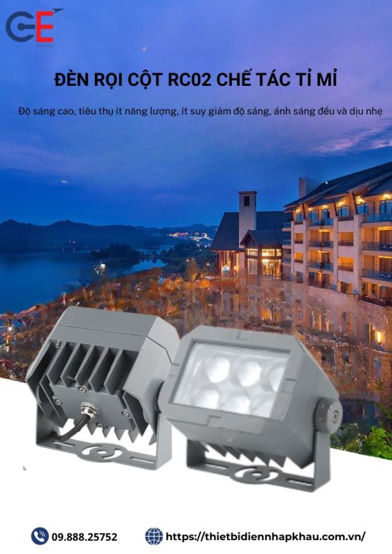 Đèn rọi cột 18w vuông xám RC02 chế tạo tỉ mỉ