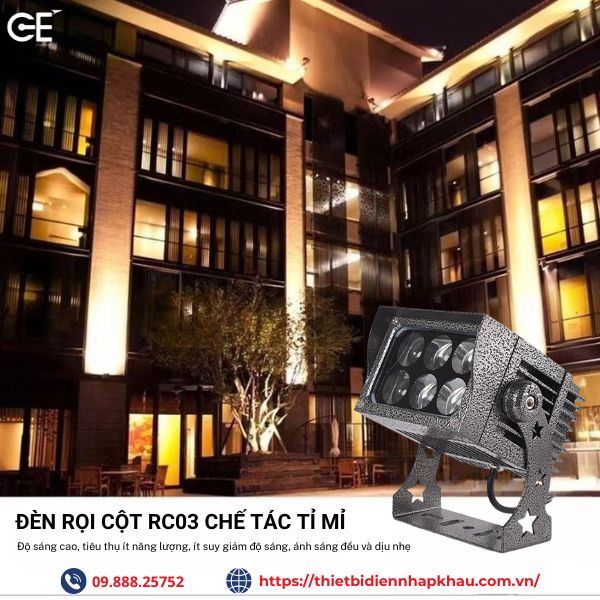 Đèn rọi cột mũ 18w RC03 chế tác tỉ mỉ