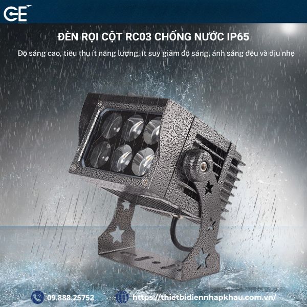 Đèn rọi cột mũ 18w RC03 chống nước IP65
