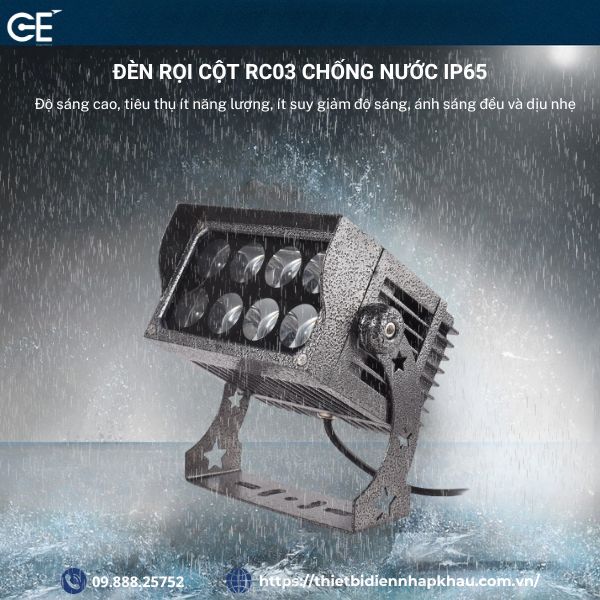 Đèn rọi cột mũ 24w RC03 tiêu chuẩn IP65