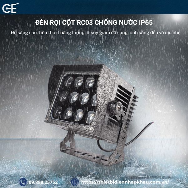Đèn rọi cột mũ 36w RC03 đạt chuẩn IP65