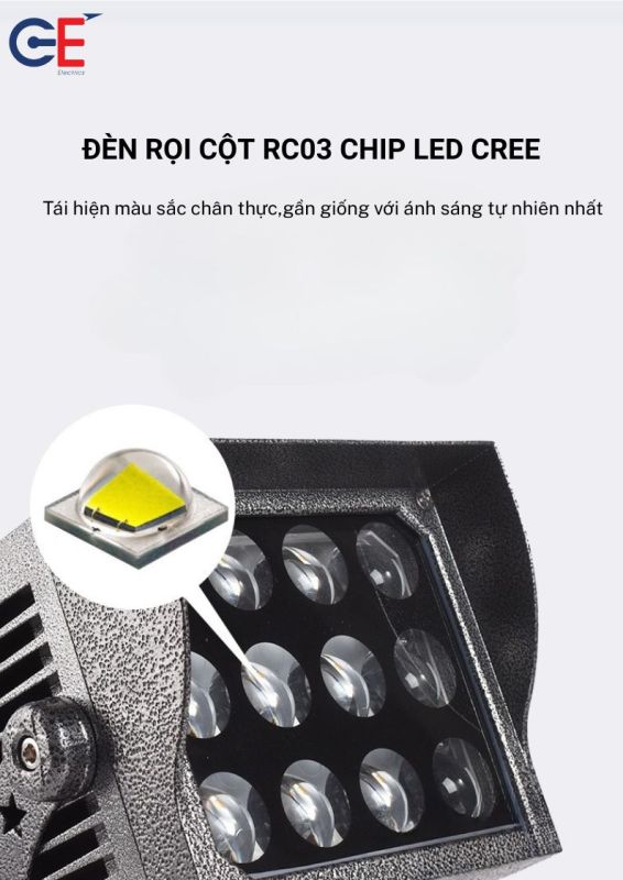 Đèn rọi cột mũ 45w RC03 chip Cree